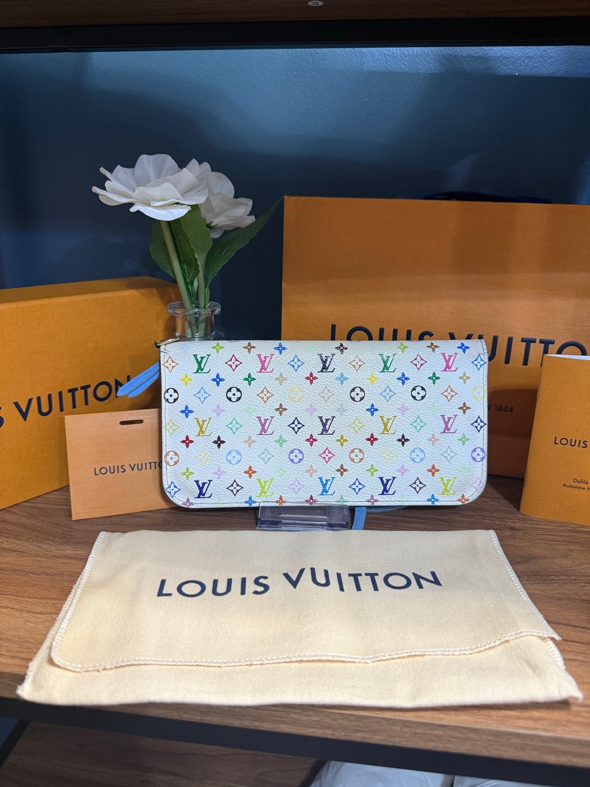 Rare Lv Insolite Wallet Monogram With Blue Interior K.Y. Initials Murakami